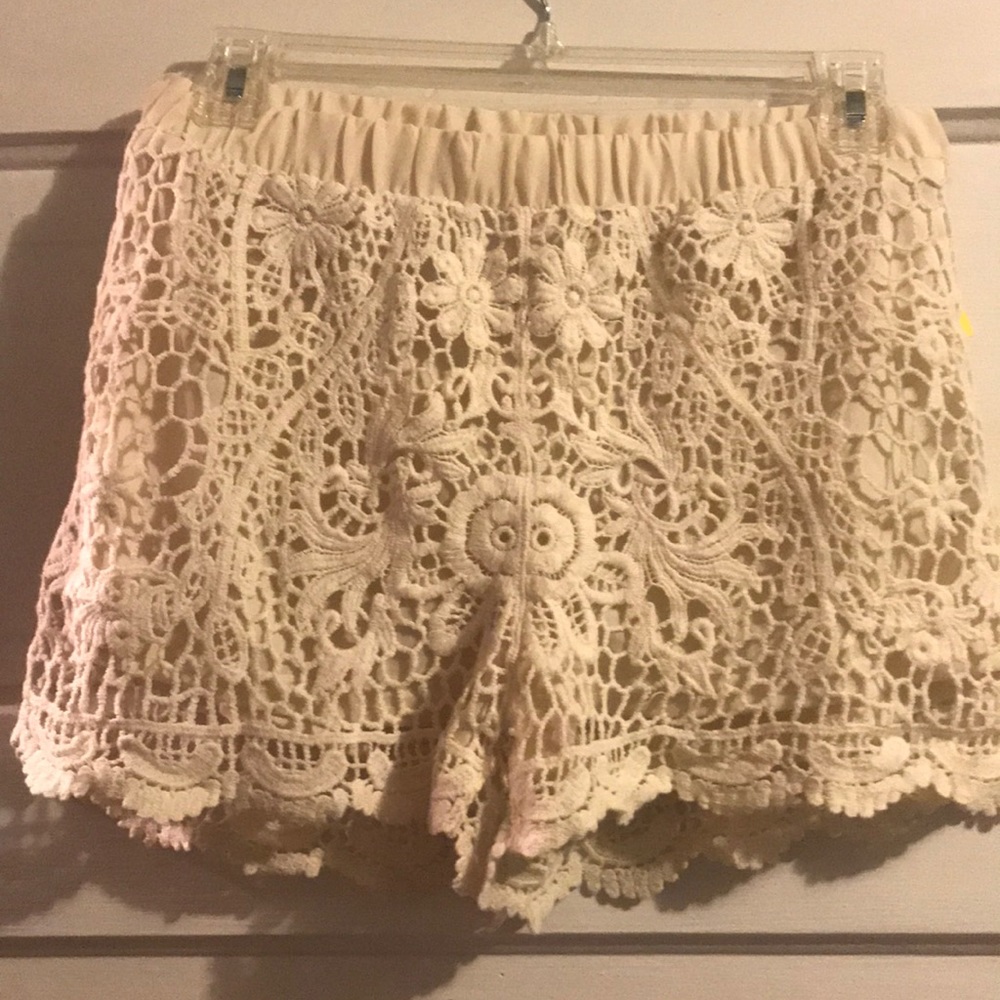 Cream Lace Shorts